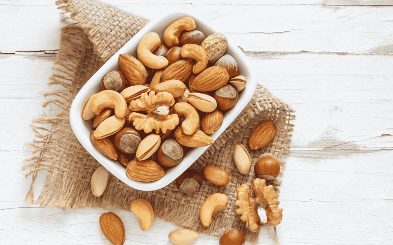 Dry roasting of nuts and seeds with no additives or coloring agents